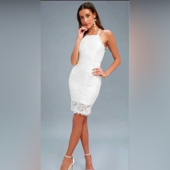 Lulus Dresses & Skirts - Lulu’s Wishful Wanderings white lace dress, satin ribbon tie - Women’s size S